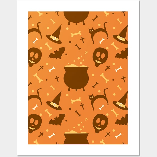 Halloween Witch Seamless Pattern Wall Art by FaelynArt